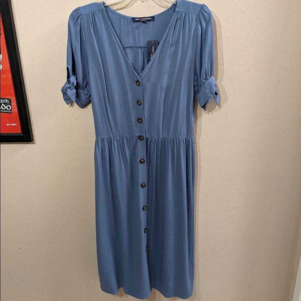 Blue Button Up Dress